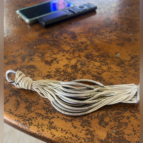 10m2 Multi-layer Multi Tube Cotton Thread & Metal Bracelet Tan & Silver S - Picture 5 of 9